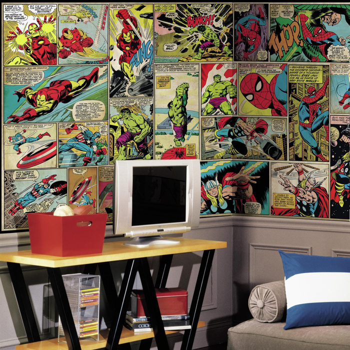 Marvel Comic Panel Chair Rail Prepasted 10 5 X 72 Wall Mural Marvel Comic Panel Chair Rail Prepasted 10 5 X 72 Wall Mural
