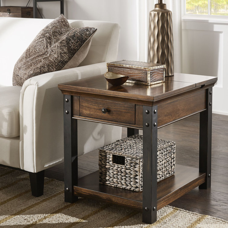 gracie oaks amesbury end table with storage and built in outlets reviews wayfair