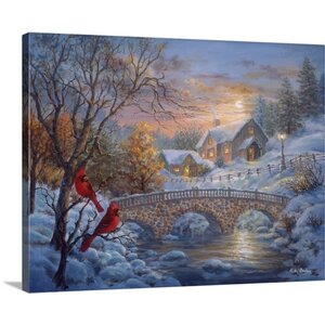Christmas Art Winter Sunset by Nicky Boehme Painting Print on Wrapped Canvas
