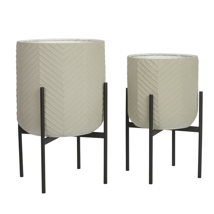 Corrigan Studio Parkinson 2 Piece Metal Pot Planter Set Reviews Wayfair