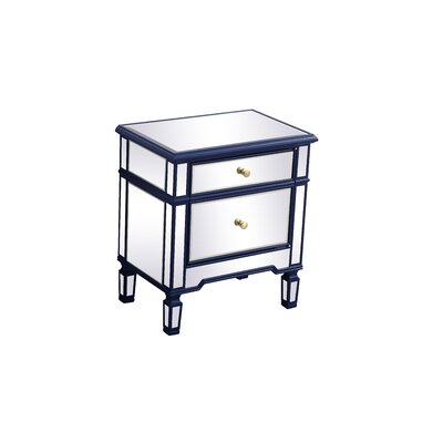 Caila 2 Drawer Mirrored Accent Chest Gold Flamingo Color: Blue