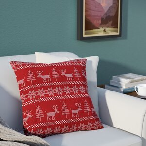 Christmas Knitting Deer Throw Pillow