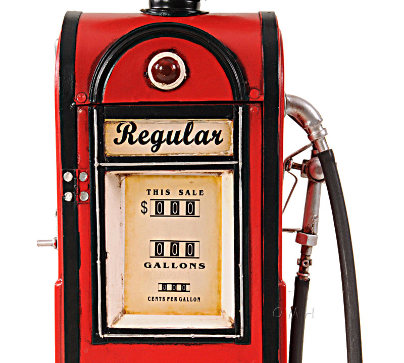 Old Modern Handicrafts Decorative Gas Pump With Clock 1 4