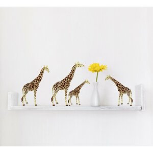 4 Miniature Giraffes Wall Decal