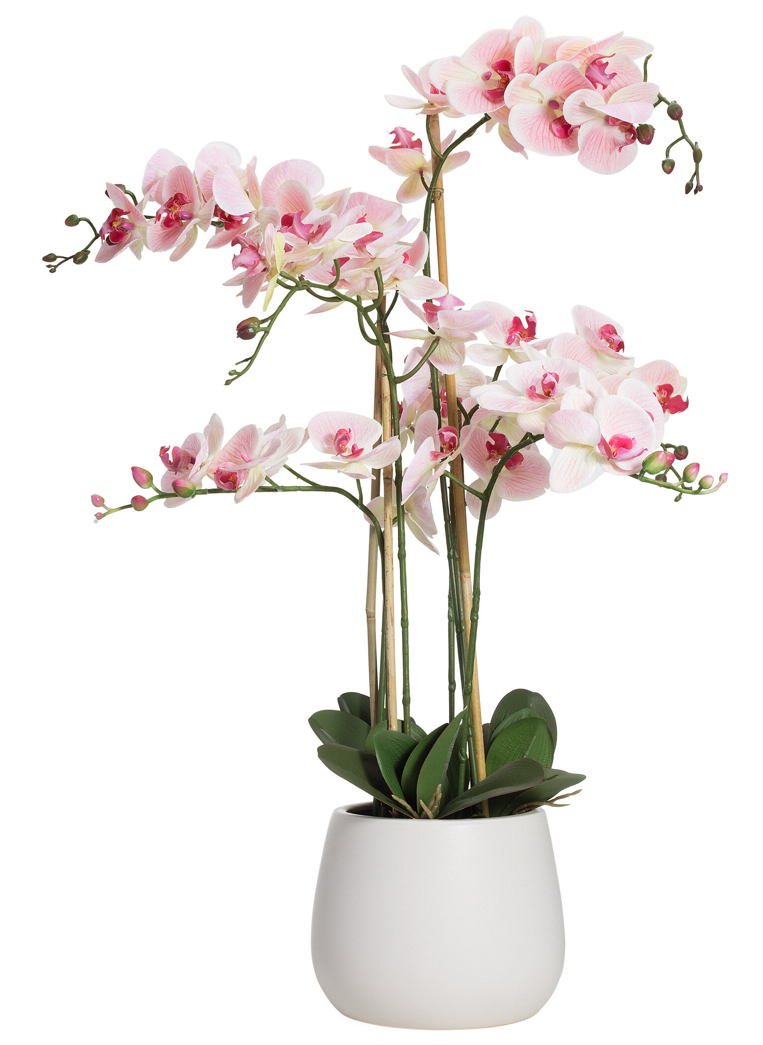 vidaXL Artificial Orchid Plant w/ Pot 25.6" White Fake Flower Floral Decor✓