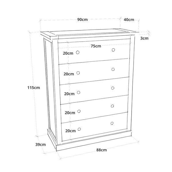 Three Posts Galen 5 Drawer 90Cm W Solid Wood Chest Of Drawers & Reviews ...