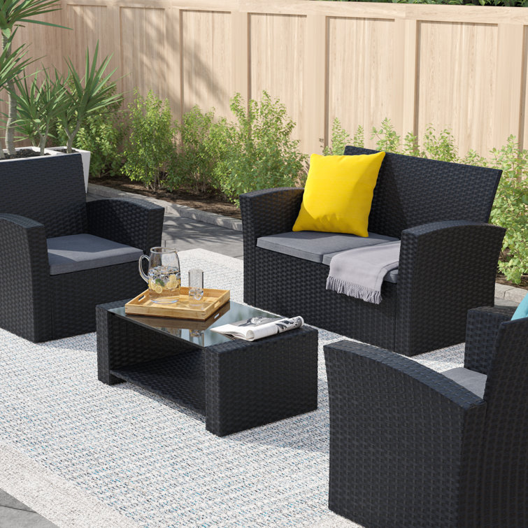 Zipcode Design Briaroaks Wicker Rattan 4 Person Seating Group With Cushions Reviews Wayfair