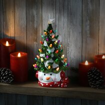 Small Handmade Festive Tin Christmas Tree with Star on Top & Solid Base 