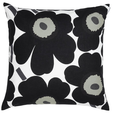 Marimekko Pieni Unikko Cotton Pillow Cover Color Blackwhite