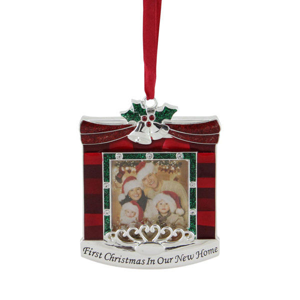 Northlight 3 25 Red And Green â œfirst Christmas In Our New Home Fireplace Silver Plated Photo Frame Ornament Reviews Wayfair