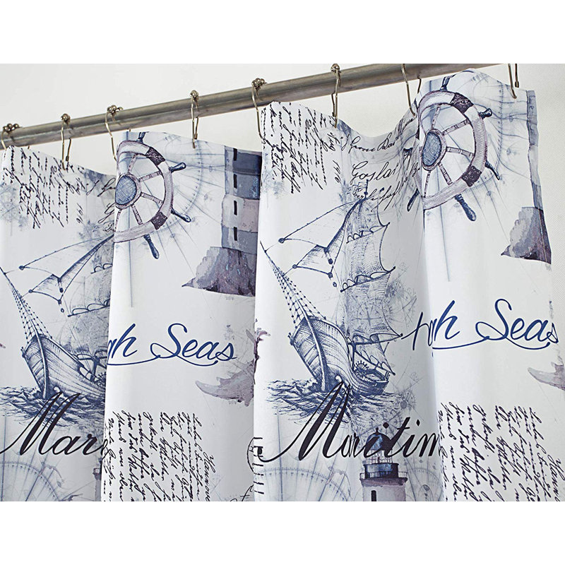 Longshore Tides Jed Nautical Odorless Single Shower Curtain
