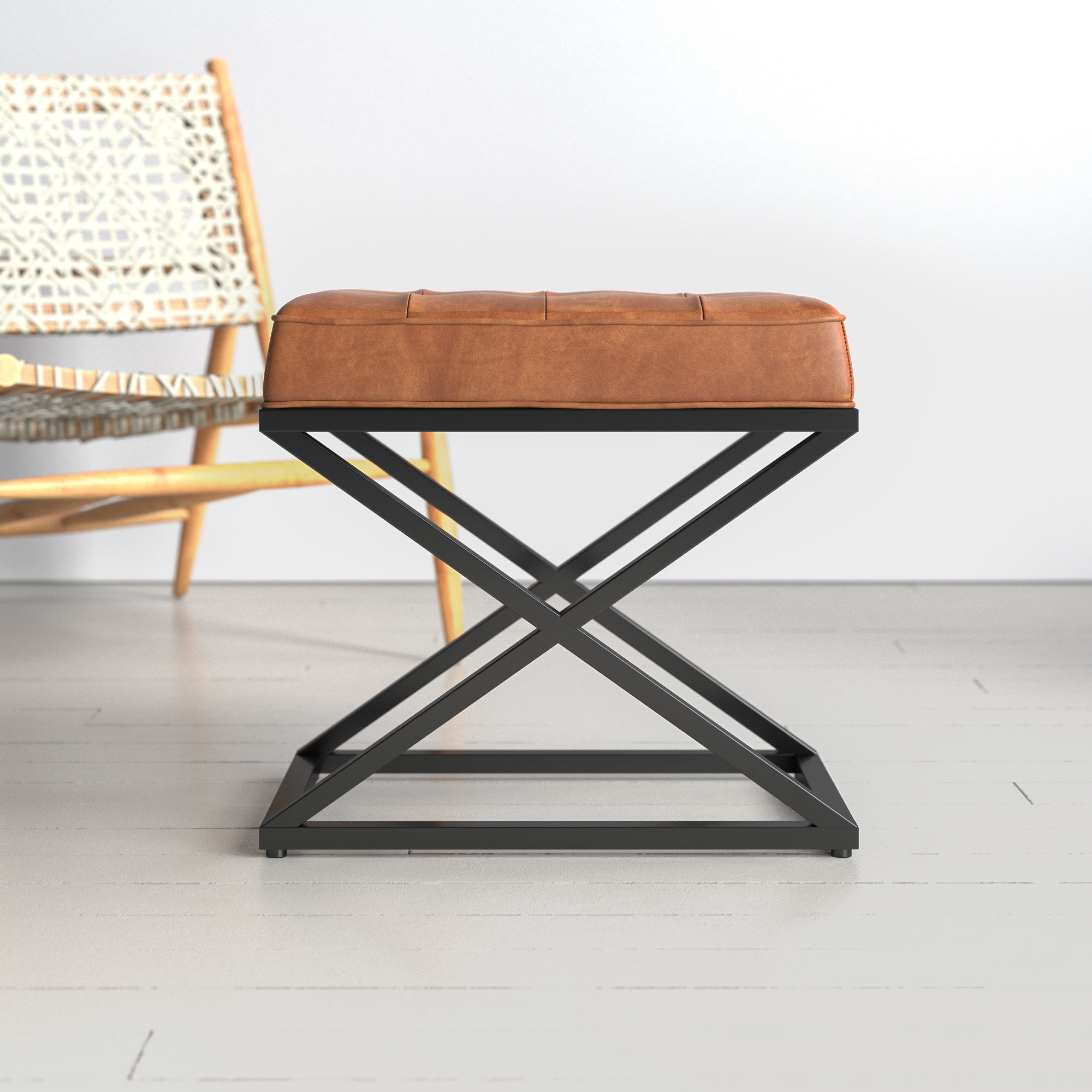 AllModern Pearson 20'' Wide Genuine Leather Tufted Rectangle Standard Ottoman & Reviews Wayfair