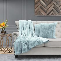 XL Sea Blue Soft Faux Fur Mink Throw Sofa Bed Blanket Teal 200x240cm 