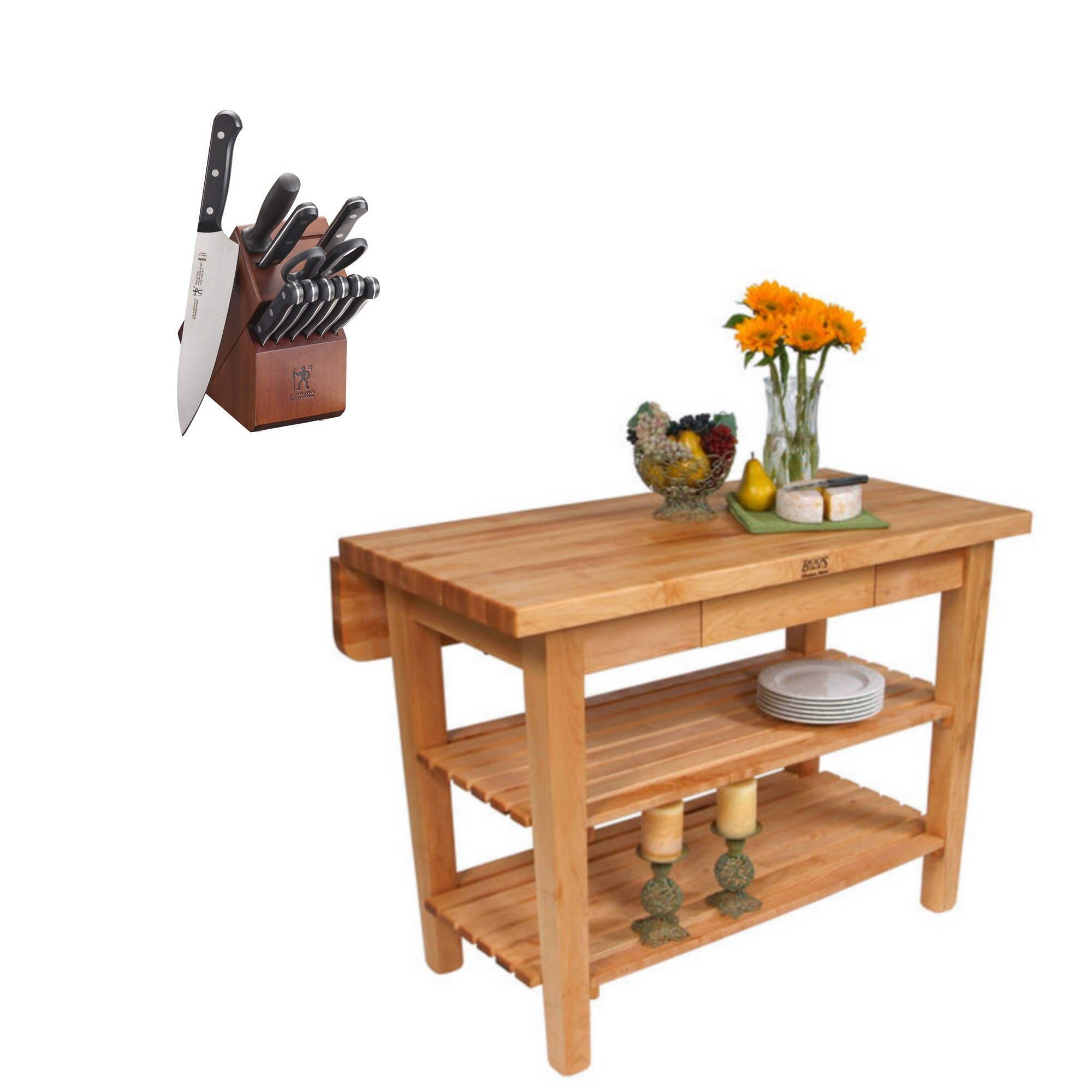John Boos Butcher Blocks 60'' Wide Rolling Prep Table with Solid Wood