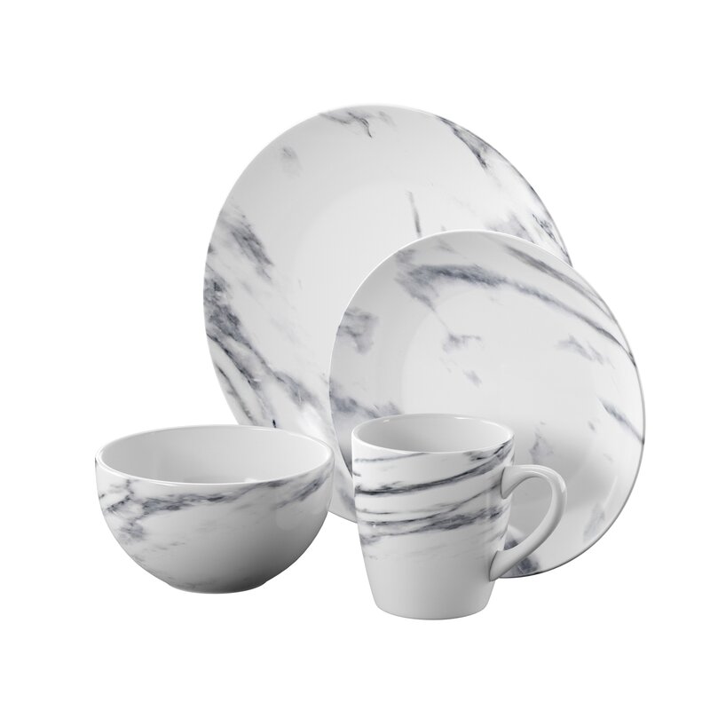 marble effect dinnerware set