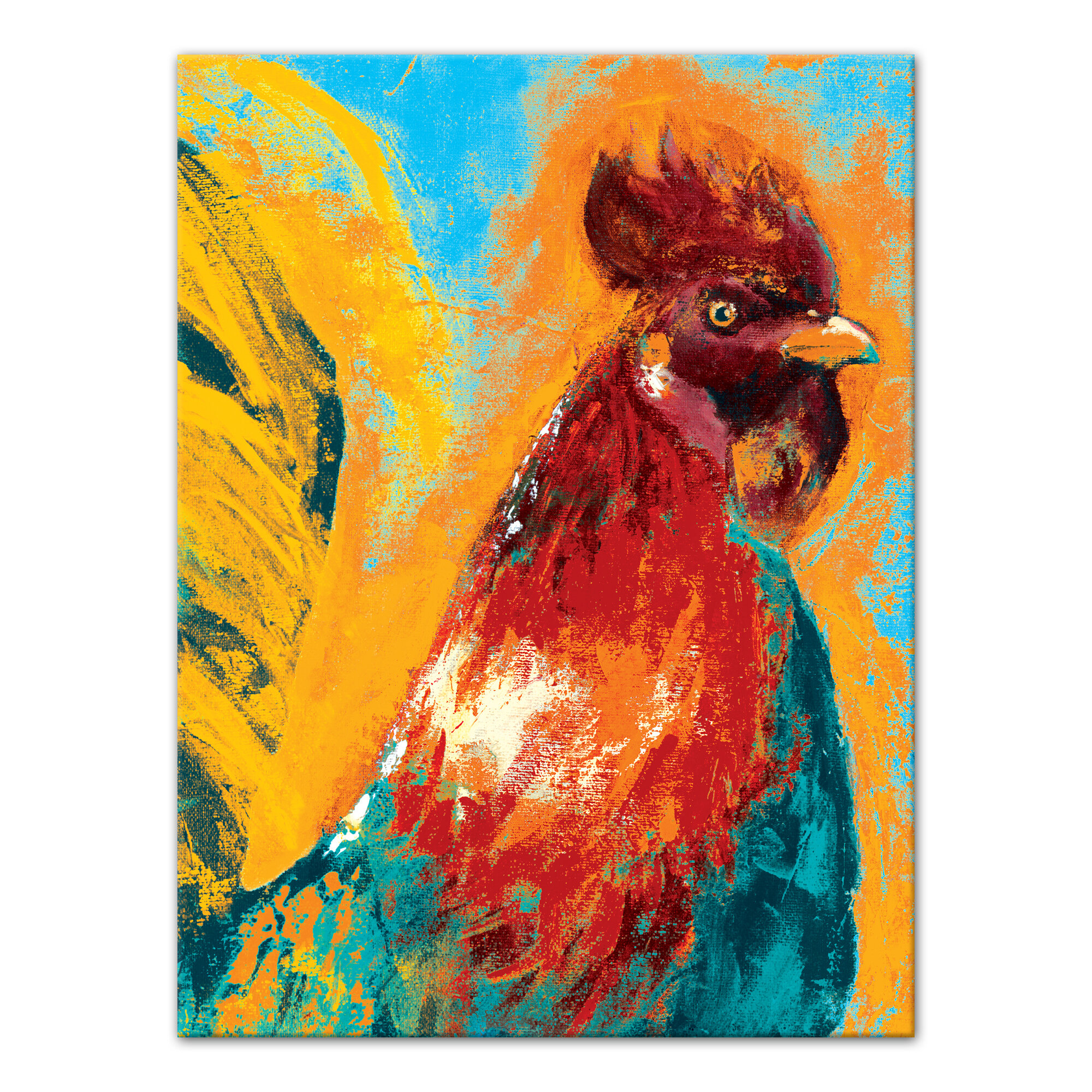 August Grove 'Wild Rooster' Acrylic Painting Print on Canvas | Wayfair