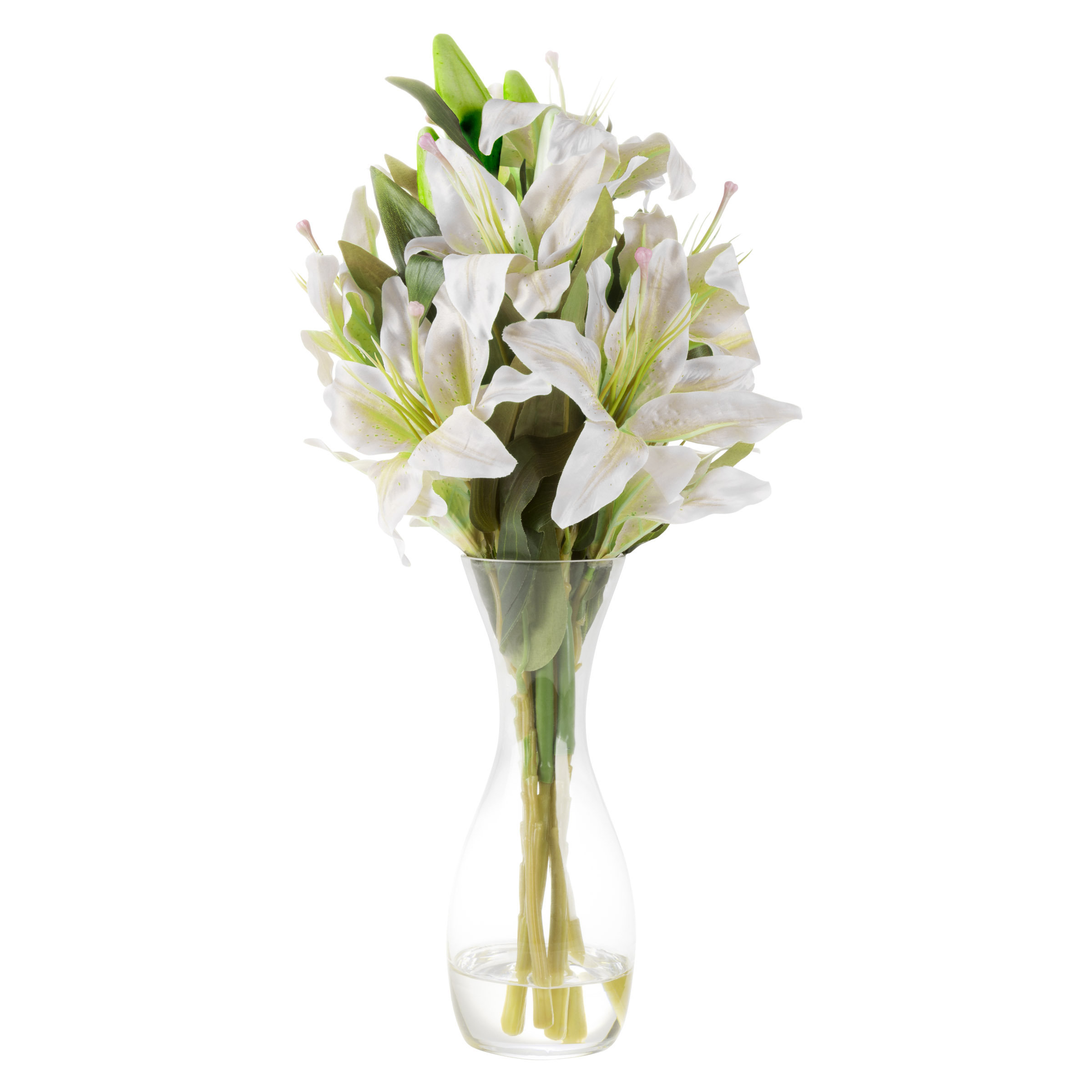 Tall Lily Floral Arrangement In Glass Vase Reviews Birch Lane