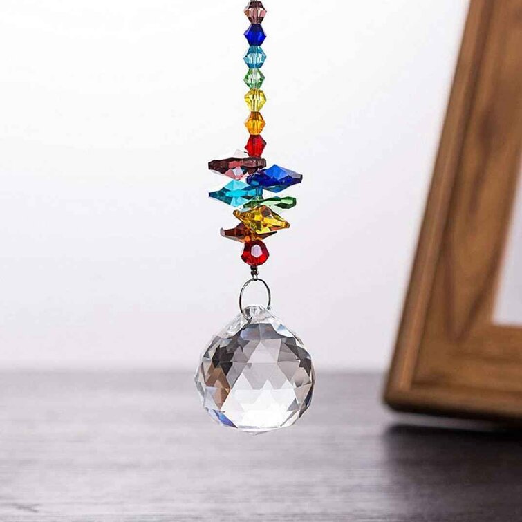 Glass Crystal Ball Prism Rainbow Long Pendant Hanging Suncatcher Home Decor DIY