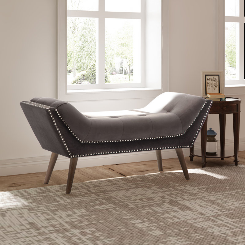 Everly Quinn Upholstered Entryway Bench With Arm Velvet Fabric