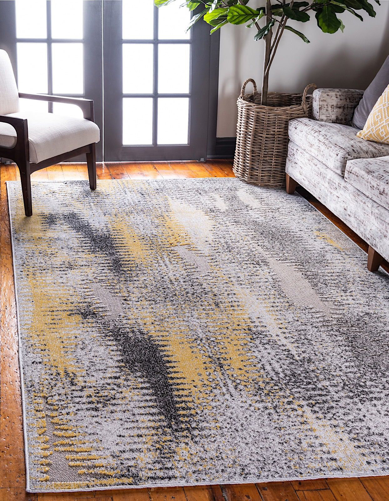outdoor indoor living room colors on Ebern Designs Lewellen Gray Yellow Indoor Outdoor Area Rug Wayfair