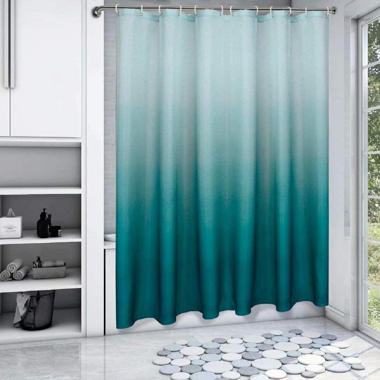 4 Style Waterproof Fabric Shower Curtain Bathroom Washroom Decor W//12 Hooks