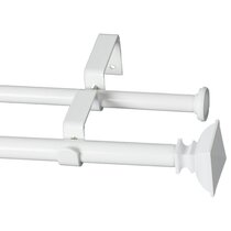 Durable DOUBLE Standard White Adjustable Curtain Rod Hardware Included ALL SIZES 