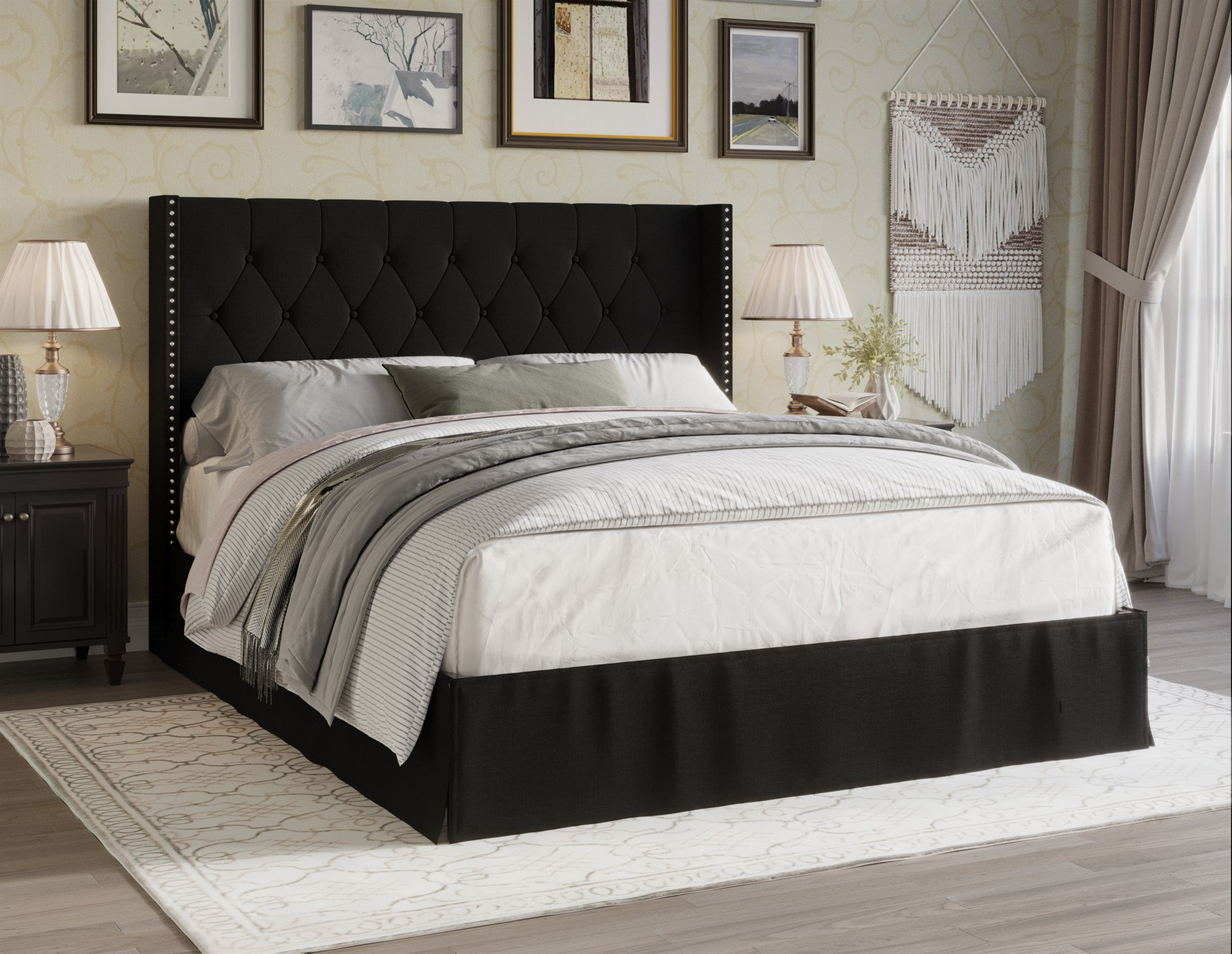 Billy King Tufted Upholstered Platform Bed