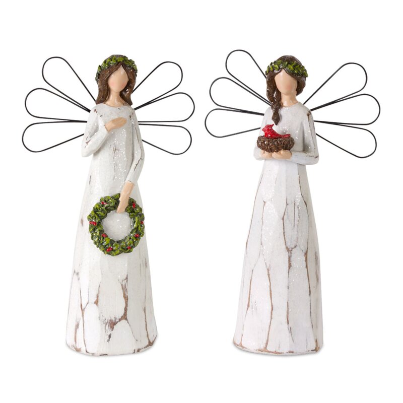 The Holiday Aisle® 2 Piece Resin Angel Set | Wayfair