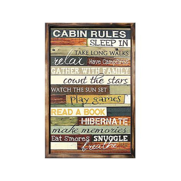 Millwood Pines Cabin Rules Wooden Wall Decor Wayfair