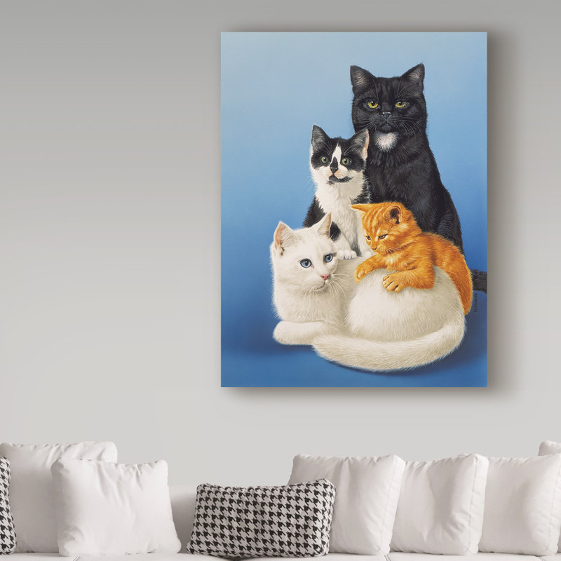 Trademark Art Cat Family Four Acrylic Painting Print On Wrapped