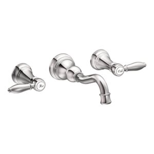 Weymouth Double Handle Wall Mounted High Arc Bathroom Faucet with Optional Pop-Up Drain