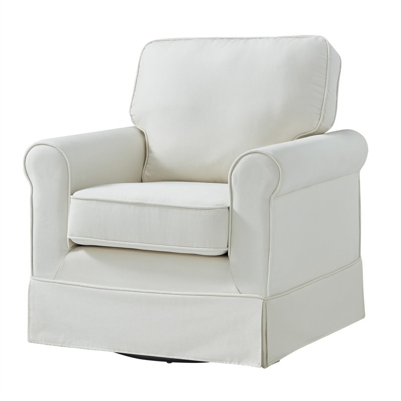 Love this beachy white swivel arm chair! Schumann Swivel Armchair