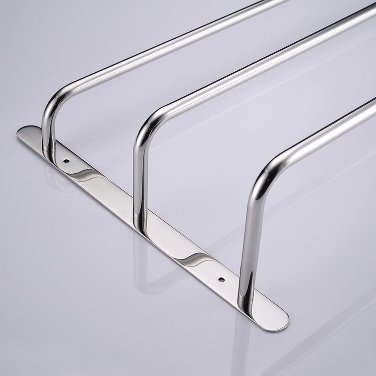 Rustproof Stainless Steel 23.6 Inch Three Towel Bars Wall Mounted & Nail-Free Multilayer Towel Rack Mirror Polished Finish Bathroom Accessories