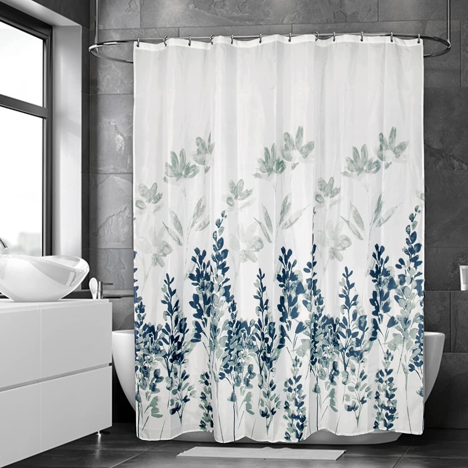 Shower Curtain for Bathroom Waterproof Flower Curtain with 12 Hooks Home Decor 