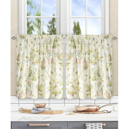 Charlton Home® Erie Floral Cotton Blend Tailored 56'' Cafe Curtain ...