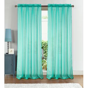 Astro Textured Solid Sheer Rod Pocket Single Curtain Panel