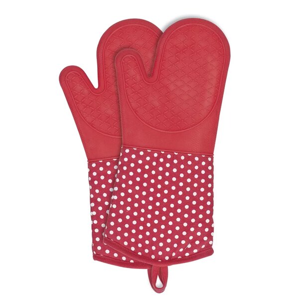 Pink Grey My Cup Of Tea Kitchen Cooking Padded Heat Resistant Double Oven Fun Pattern Mitt Mitten Gloves
