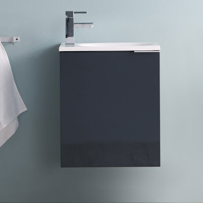 (Incomplete box 2 of 2)Valencia 20\" Wall Mount Single Sink Bathroom Vanity with Top and Sink (Faucet Not Included)