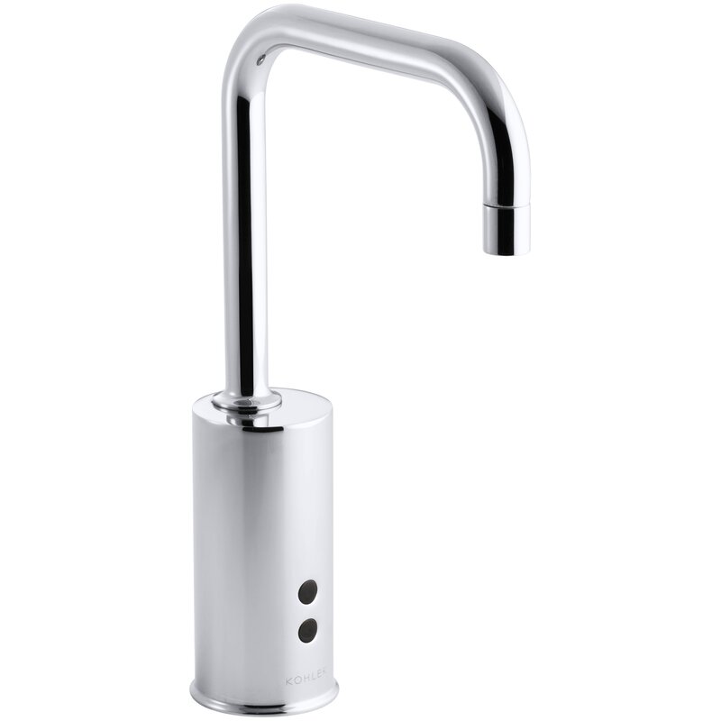 Kohler Geometric Co Mm Ercial Battery Powered Single Hole Touchless Bathroom Faucet In Polished Chrome K 13466 Cp The Home Depot