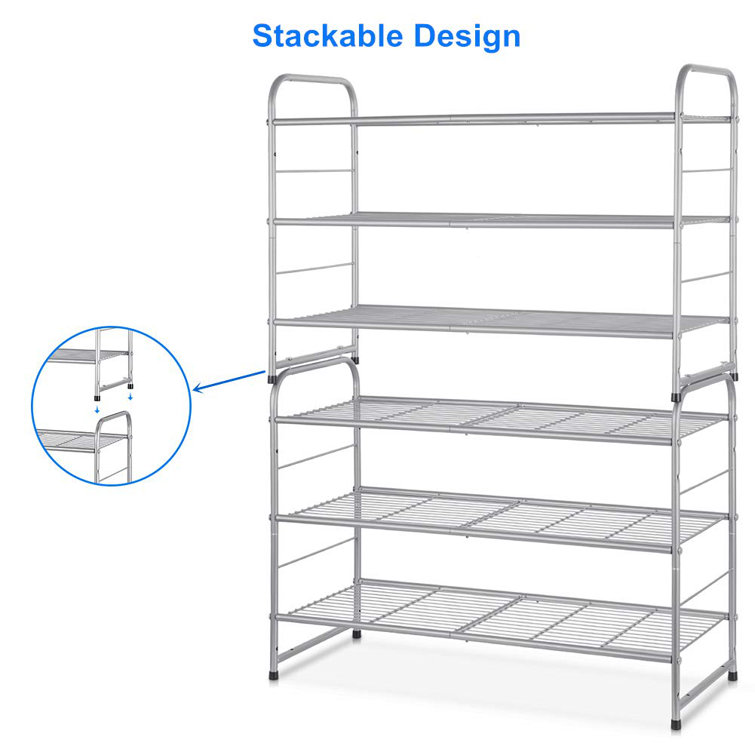 Rebrilliant 3 Layer Shoe Rack Stacking And Adjustable Multifunctional Mesh Shoe Storage Rack Large Capacity Saving Space Suitable For Boots High Heels Slippers Bronze Wayfair