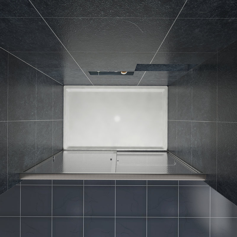 Watqen 60 W X 72 H Double Sliding Semi Frameless Shower Door Wayfair