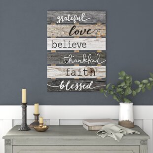 Thankful Grateful Blessed Sign Unfinished Wood Inspirational Quotes Wall Sign 