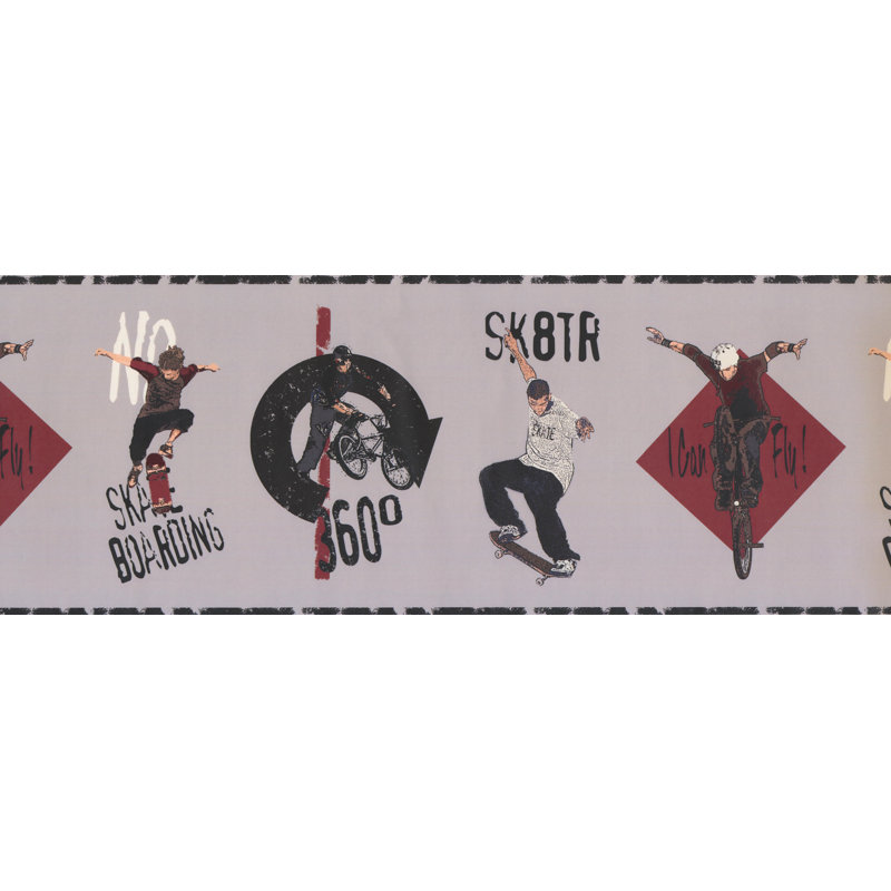 York Wallcoverings Skateboard Unicycle Bike Sports For Teens 15 L X 9 W Wallpaper Border Wayfair