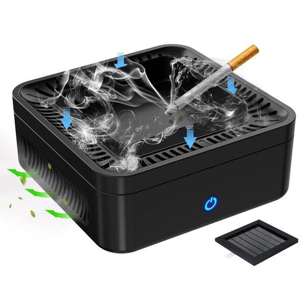 Smoke Grabber Ashtray with Carbon Filter Automatic Operation Open Lid 