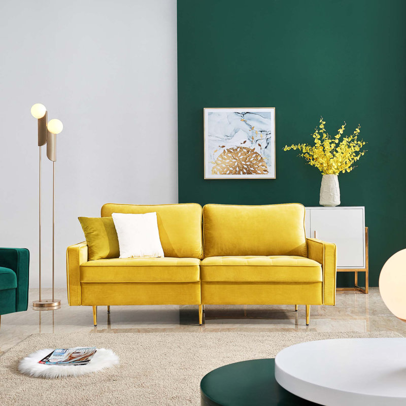 Everly Quinn Knudson Velvet 71 Square Arm Sofa Reviews Wayfair