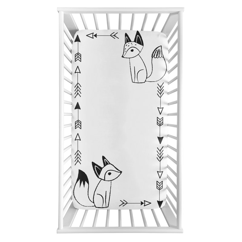 Sweet Jojo Designs Black And White Fox Collection Fox Photo Op Fitted Crib Sheet Wayfair