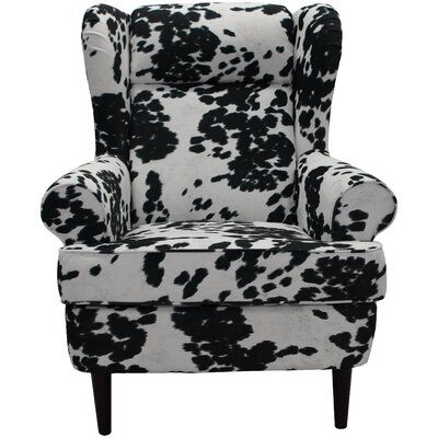 Baskin Wingback Chair Loon Peak Upholstery Cowhide Black
