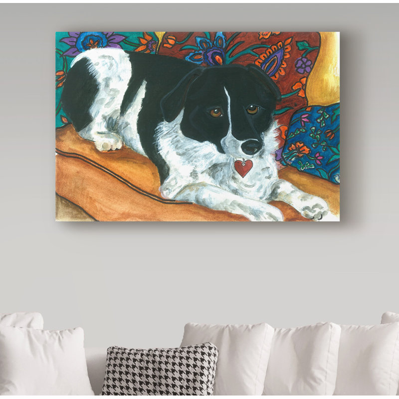 Trademark Art Black And White Dog Acrylic Painting Print On