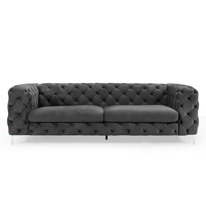 Rosdorf Park Frodsham 93 3 Wide Velvetrolled Arm Chesterfieldsofa Reviews Wayfair
