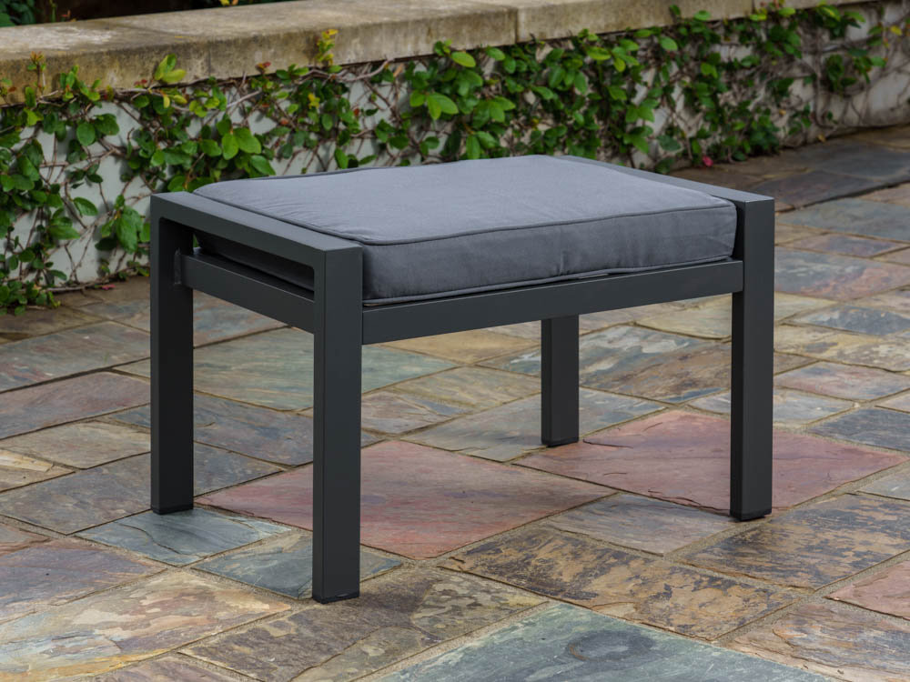 Tortuga Outdoor Lakeview Aluminum Outdoor Ottoman With Charcoal Cushion